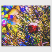 Kerstbal rood cadeaupapier (Vlak)