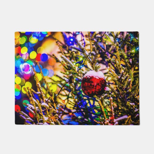 Kerstbal rood deurmat (Voorkant)
