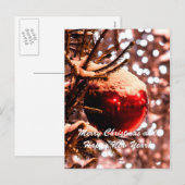 Kerstbal rood licht feestdagenkaart (Voorkant / Achterkant)