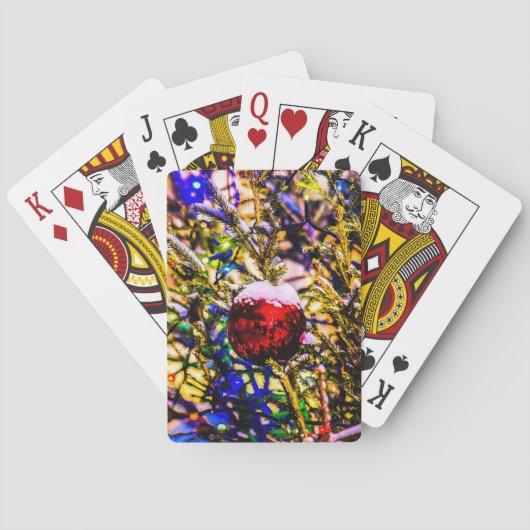 Kerstbal rood pokerkaarten (Achterkant)