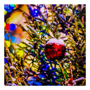 Kerstbal rood poster
