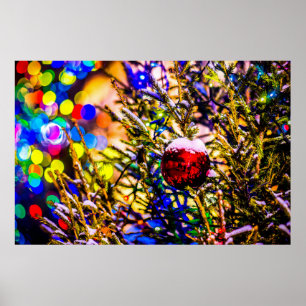 Kerstbal rood poster