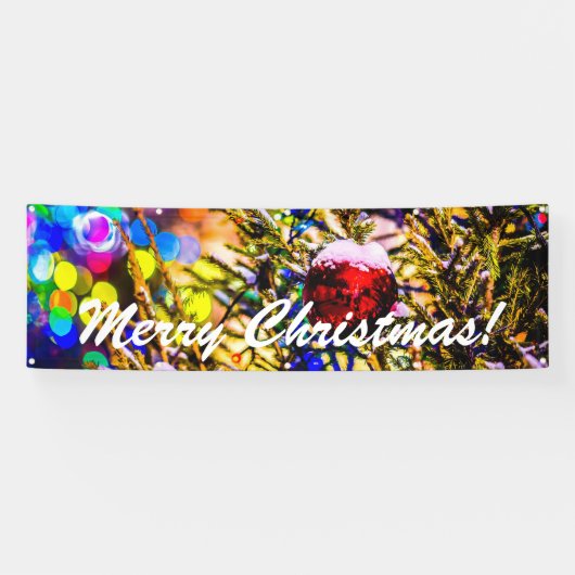 Kerstbal rood spandoek (Horizontaal)