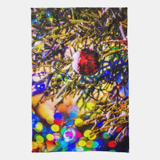 Kerstbal rood theedoek (Verticaal)