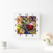 Kerstbal rood vierkante klok (Huis)