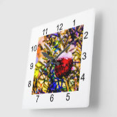 Kerstbal rood vierkante klok (Hoek)