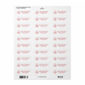 Kerstbal rood wit, het Adres van de Terugkeer Etiket (Full Sheet)