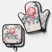 Kerstbal Roze Ovenwant & Pannenlap Set (Voorkant / Achterkant)