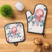 Kerstbal Roze Ovenwant & Pannenlap Set (Top down)