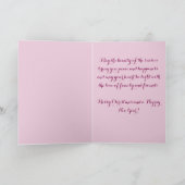 Kerstbal Roze Wit met Krullen Feestdagen Kaart (Binnen)