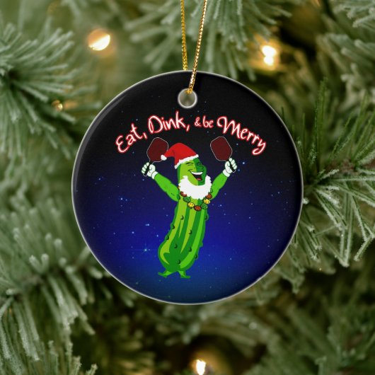 kerstbal Santa Hat Pickle Keramisch Ornament (Boom)