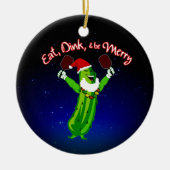 kerstbal Santa Hat Pickle Keramisch Ornament (Voorkant)