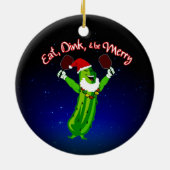 kerstbal Santa Hat Pickle Keramisch Ornament (Achterkant)