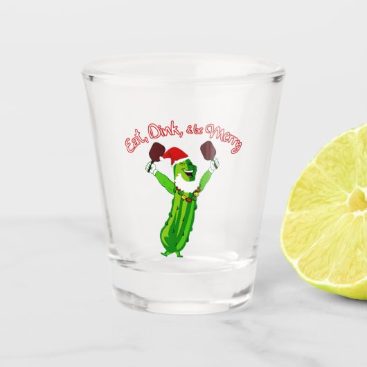 kerstbal Santa Hat Pickle Shot Glas (Voorkant)