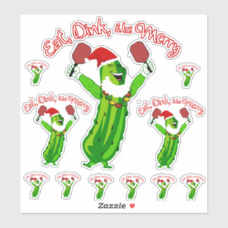 kerstbal Santa Hat Pickle Sticker
