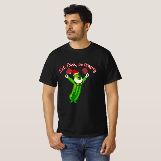 kerstbal Santa Hat Pickle T-shirt (Voorkant volledig)