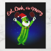 kerstbal Santa Hat Pickle Wijn Etiket (Enkel label)