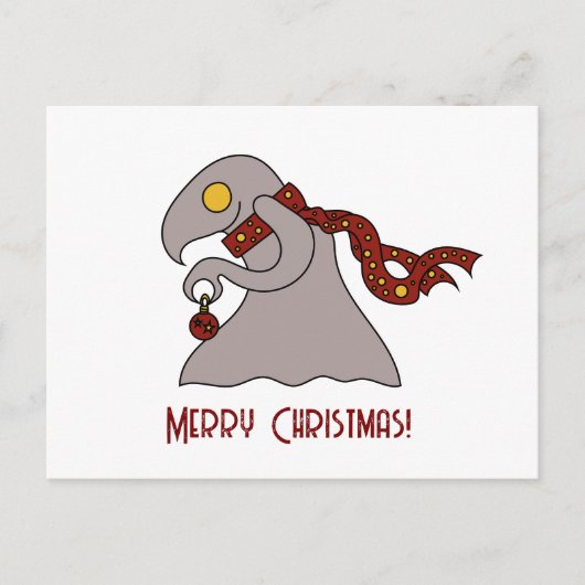 Kerstbal schattig monster feestdagenkaart (Voorkant)
