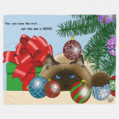 Kerstbal Siamese Kat Grappig Fleece Deken (Voorkant (Horizontaal))