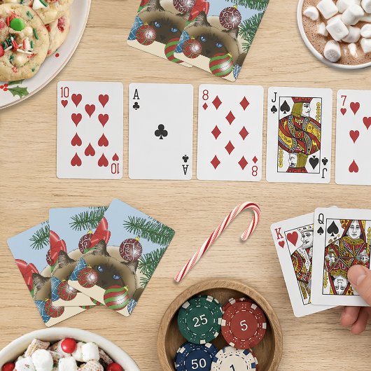 Kerstbal Siamese Kat Grappig Pokerkaarten