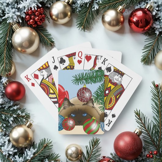 Kerstbal Siamese Kat Grappig Pokerkaarten