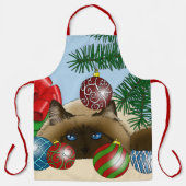 Kerstbal Siamese Kat Grappig Schort (Voorkant)