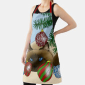 Kerstbal Siamese Kat Grappig Schort (Insitu)