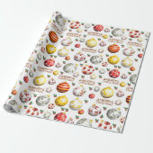 kerstbal-sierpatroon cadeaupapier (Uitgerold)