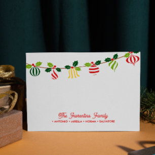 Kerstbal Slinger Familie Notitiekaarten Notitiekaartje