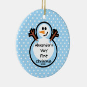 Kerstbal Sneeuwmannetje Jongen Eerste Kerstmis Keramisch Ornament (Rechts)