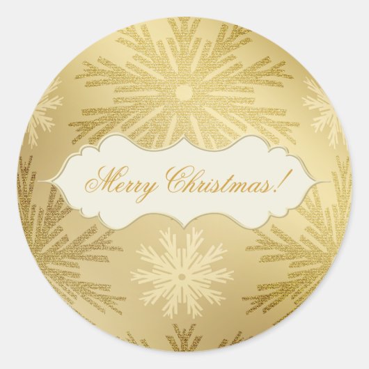 Kerstbal Sneeuwvlokken Gouden stickers (Voorkant)