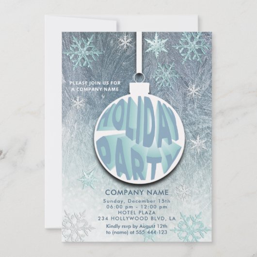 Kerstbal sneeuwvlokken typografie feestje kaart (Voorkant)