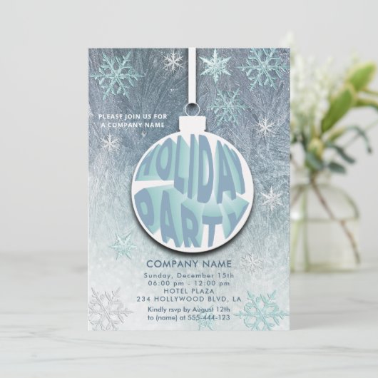 Kerstbal sneeuwvlokken typografie feestje kaart (Staand voorkant)