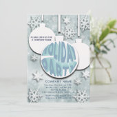 Kerstbal sneeuwvlokken typografie feestje kaart (Staand voorkant)