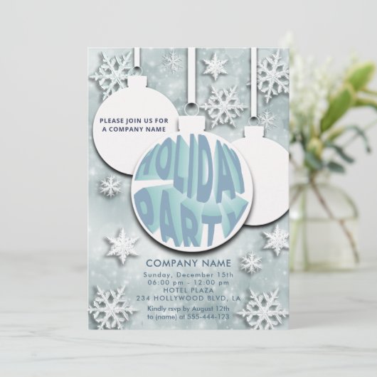 Kerstbal sneeuwvlokken typografie feestje kaart (Staand voorkant)