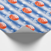 kerstbal Snowflake blauw wit rood Cadeaupapier (Hoek)
