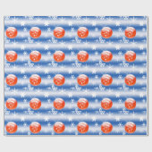 kerstbal Snowflake blauw wit rood Cadeaupapier (Vlak)