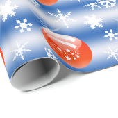 kerstbal Snowflake blauw wit rood Cadeaupapier (Rol Hoek)