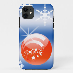 kerstbal Snowflake blauw wit rood Case-Mate iPhone Case