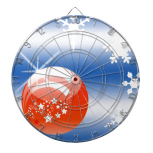 kerstbal Snowflake blauw wit rood Dartbord