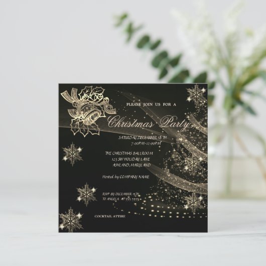 Kerstbal, Snowflakes, Boom, Bedrijfs Partij Kaart (Staand voorkant)