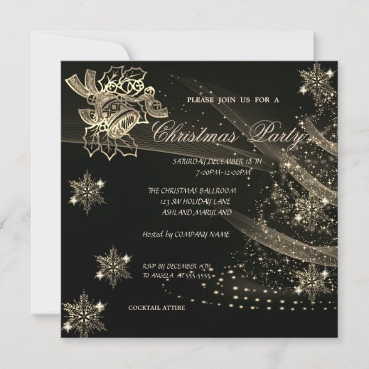 Kerstbal, Snowflakes, Boom, Bedrijfs Partij Kaart (Voorkant)