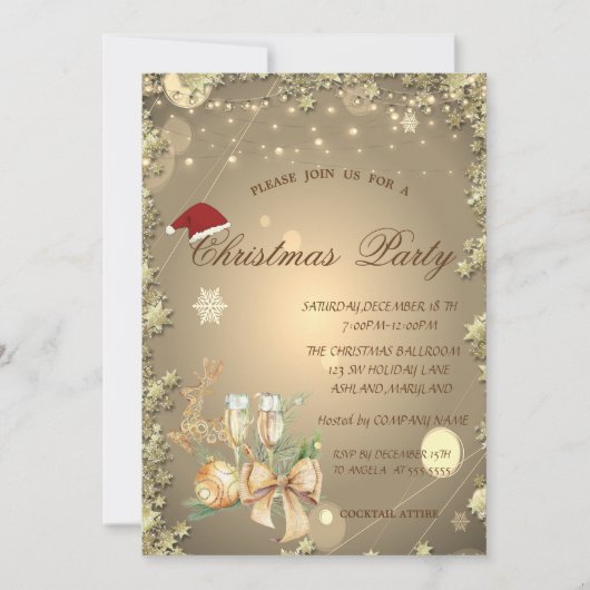 Kerstbal, sterren, rendierkerstmaatschappij kaart (Voorkant)