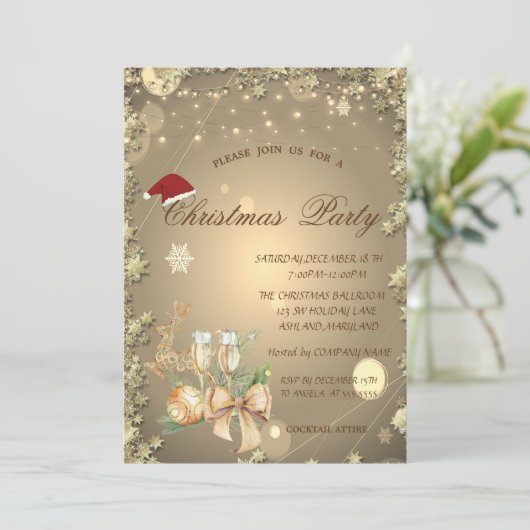 Kerstbal, sterren, rendierkerstmaatschappij kaart (Staand voorkant)