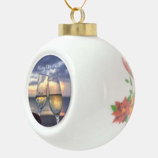 Kerstbal Strand Zonsopgang Keramische Bal Ornament (Rechts)