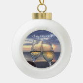 Kerstbal Strand Zonsopgang Keramische Bal Ornament (Voorkant)