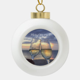 Kerstbal Strand Zonsopgang Keramische Bal Ornament