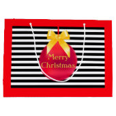 Kerstbal & Strepen Groot Cadeauzakje (Achterkant)