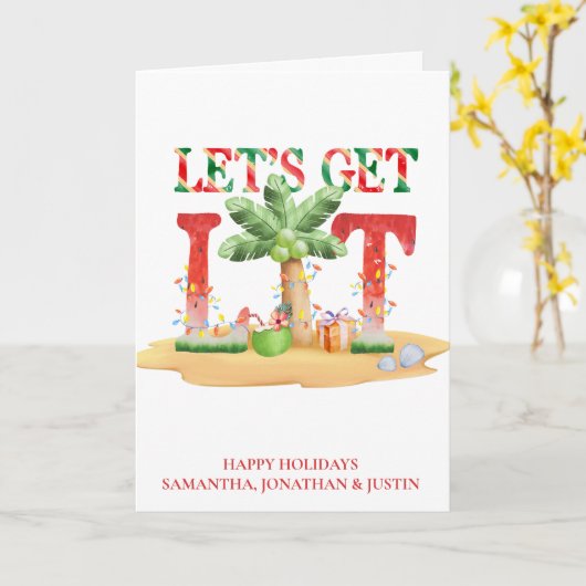 kerstbal tropische Let's pakken Lit Kaart (Gele Bloem)