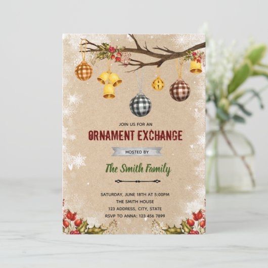 Kerstbal uitnodiging (Staand voorkant)